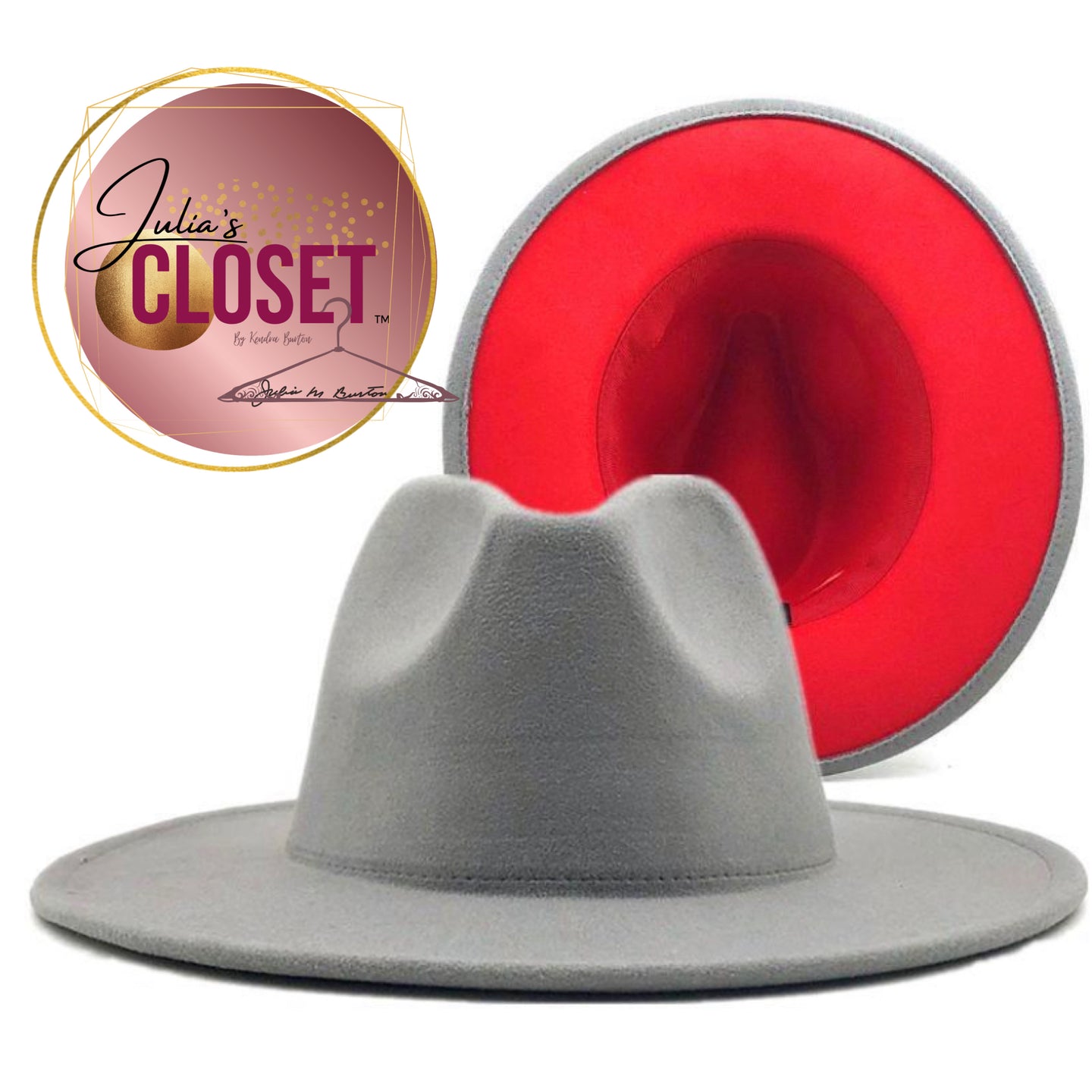 Grey & Red Fedora